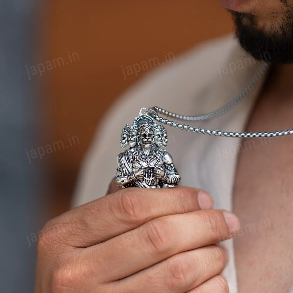 Oxi-Silver Plated Panchroop Hanuman Ji Necklace - Image 3