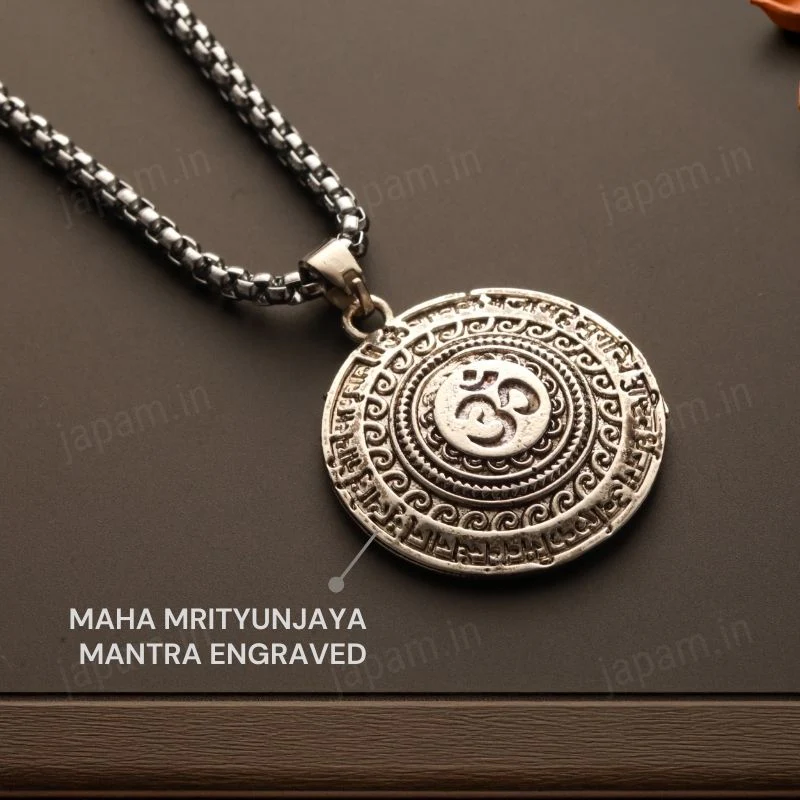 Silver Plated Maha Mrityunjaya Mantra Necklace - Image 2