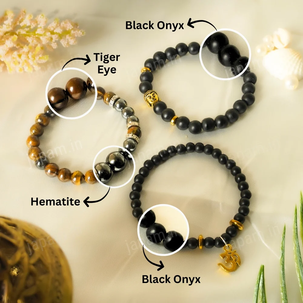 Power Om Energy Combo of Black Onyx, Hematite & Tiger Eye Bands - Image 2