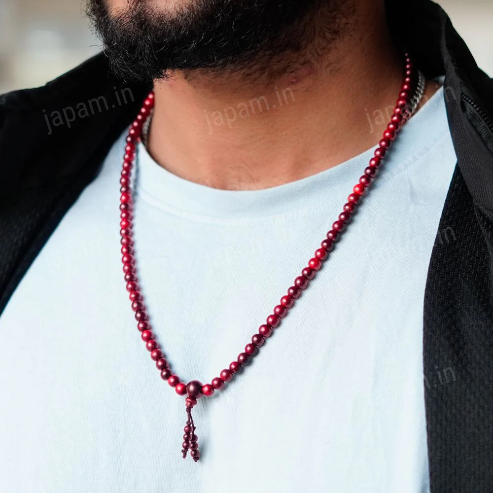 Red Sandalwood Jaap Mala - 108+1 Beads - Image 2