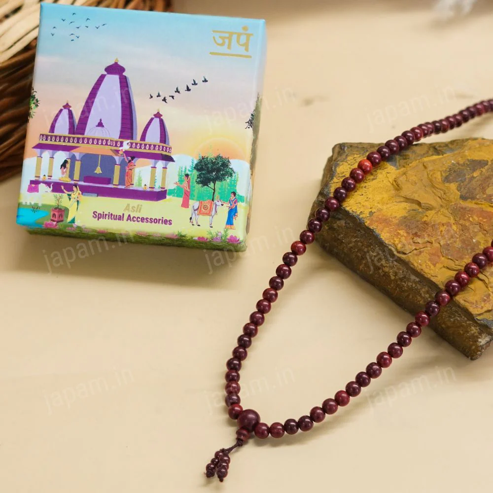 Red Sandalwood Jaap Mala - 108+1 Beads - Image 3