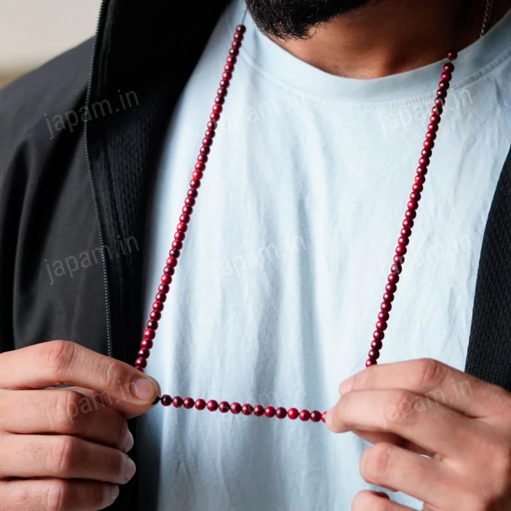Red Sandalwood Jaap Mala - 108+1 Beads - Image 4