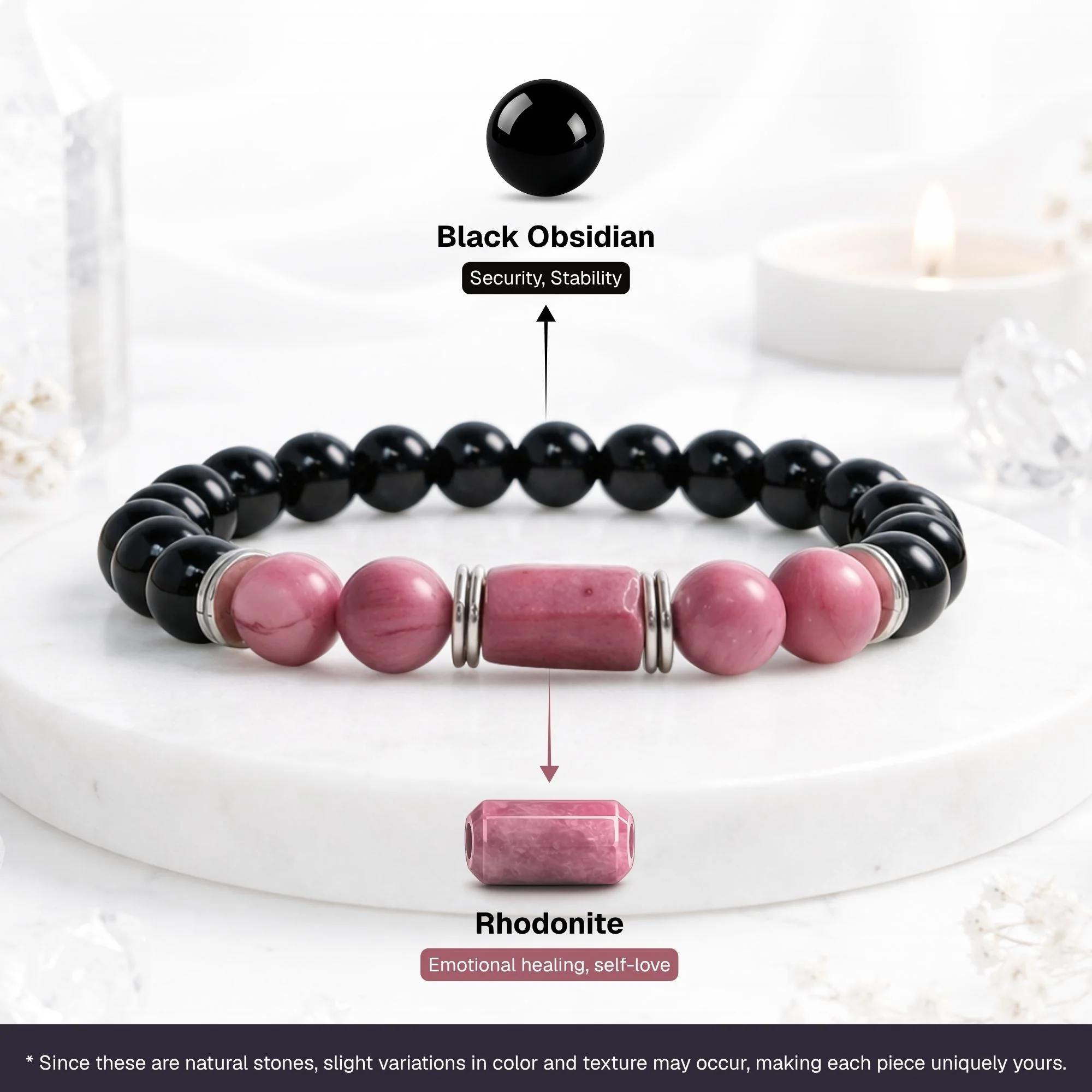 Rhodonite Zodiac Band – Libra (तुला राशि) - Image 2