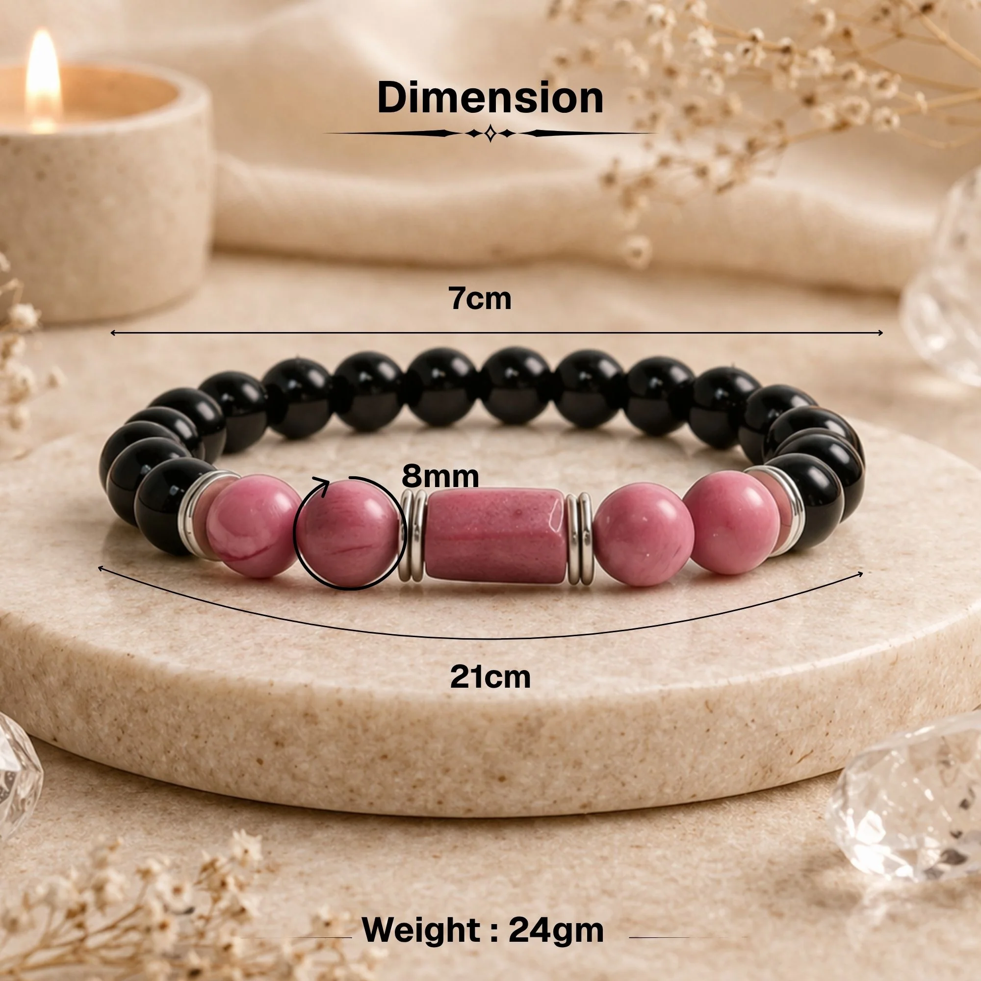Rhodonite Zodiac Band – Libra (तुला राशि) - Image 4