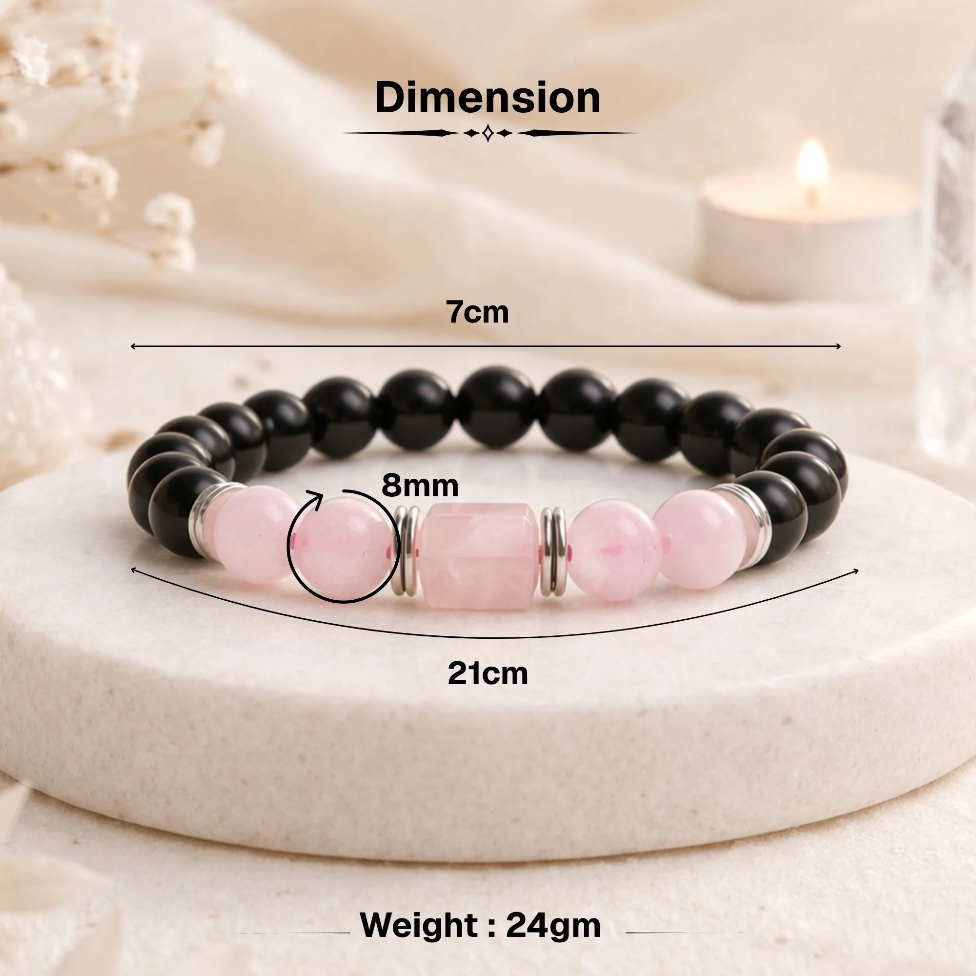 Rose Quartz Zodiac Band – Tauras (वृषभ राशि) - Image 4