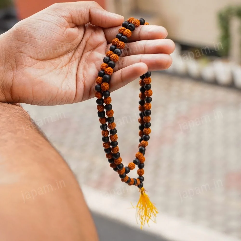 Divya Shaktam Rudraksha Karungali Mala - 108+1 Beads - Image 2