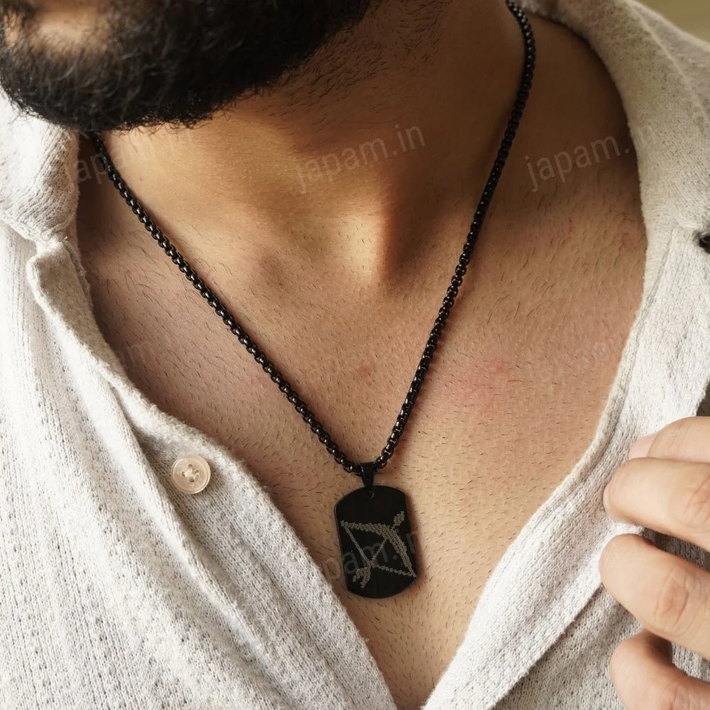 Shree Ram Baan Carved Tag Necklace For Men - Image 2