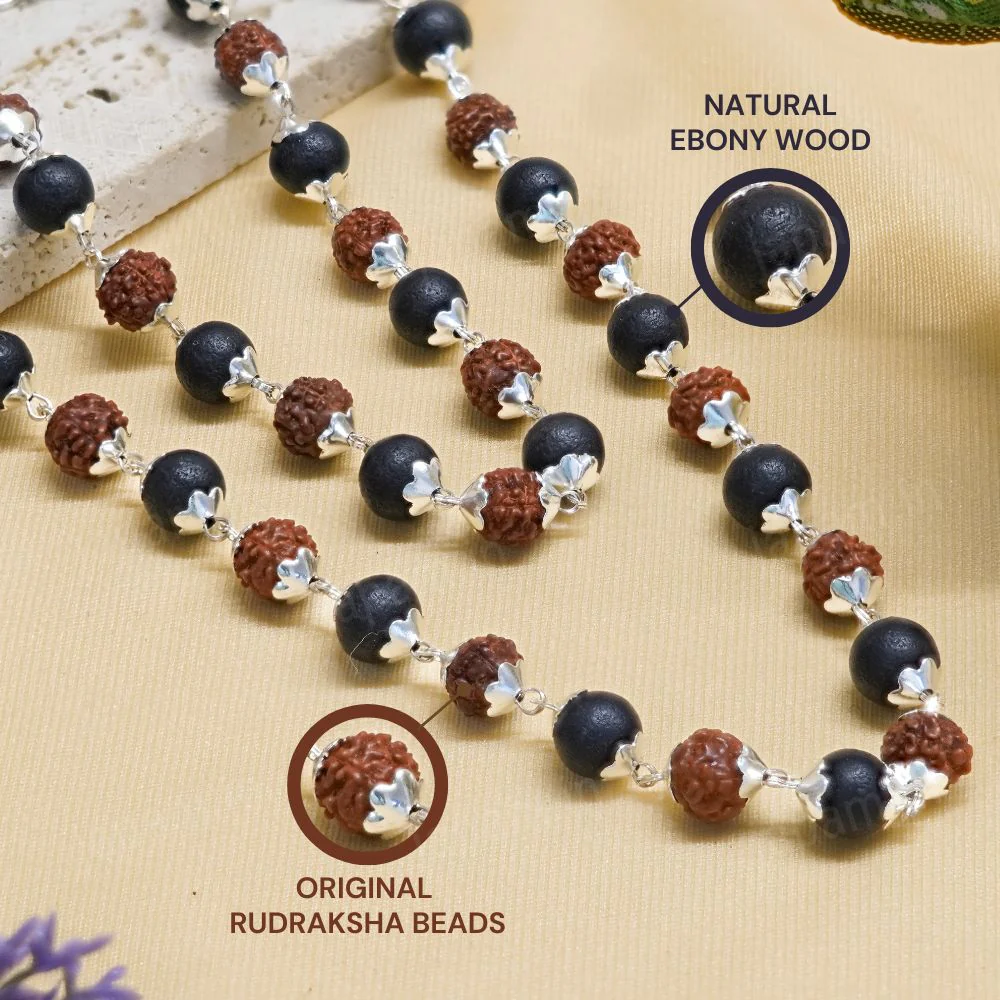 Silver Plated Divya Rudraksha Karungali Mala - Image 2