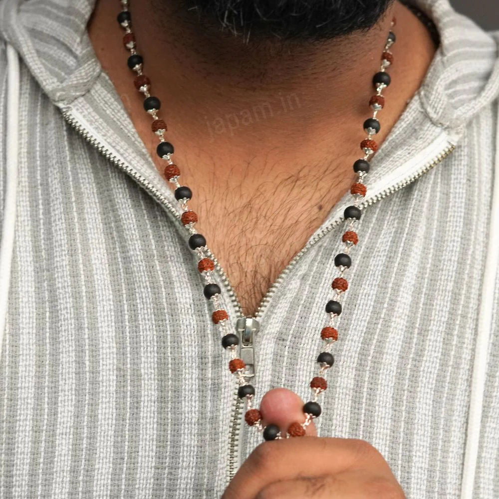 Silver Plated Divya Rudraksha Karungali Mala - Image 5