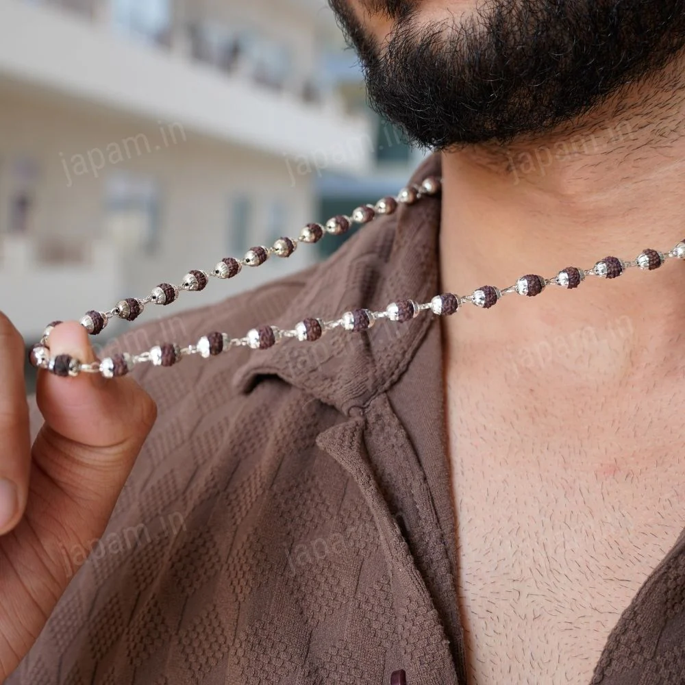 Silver Plated Elegant Rudraksha Mala - Image 4