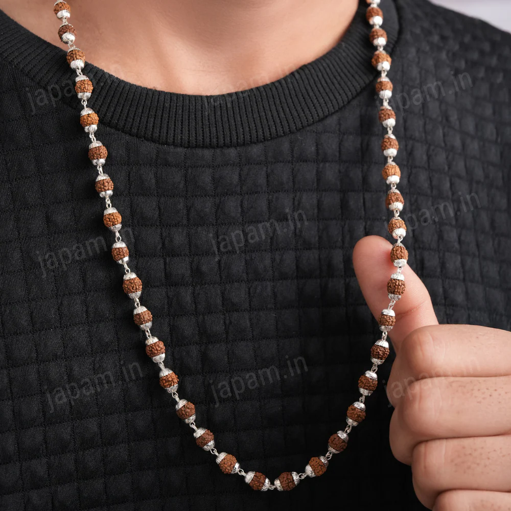 Silver Plated Elegant Rudraksha Mala - Image 6