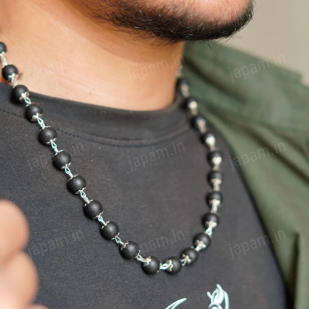 Silver Plated Eternal Karungali Mala - 9mm Beads - Image 2