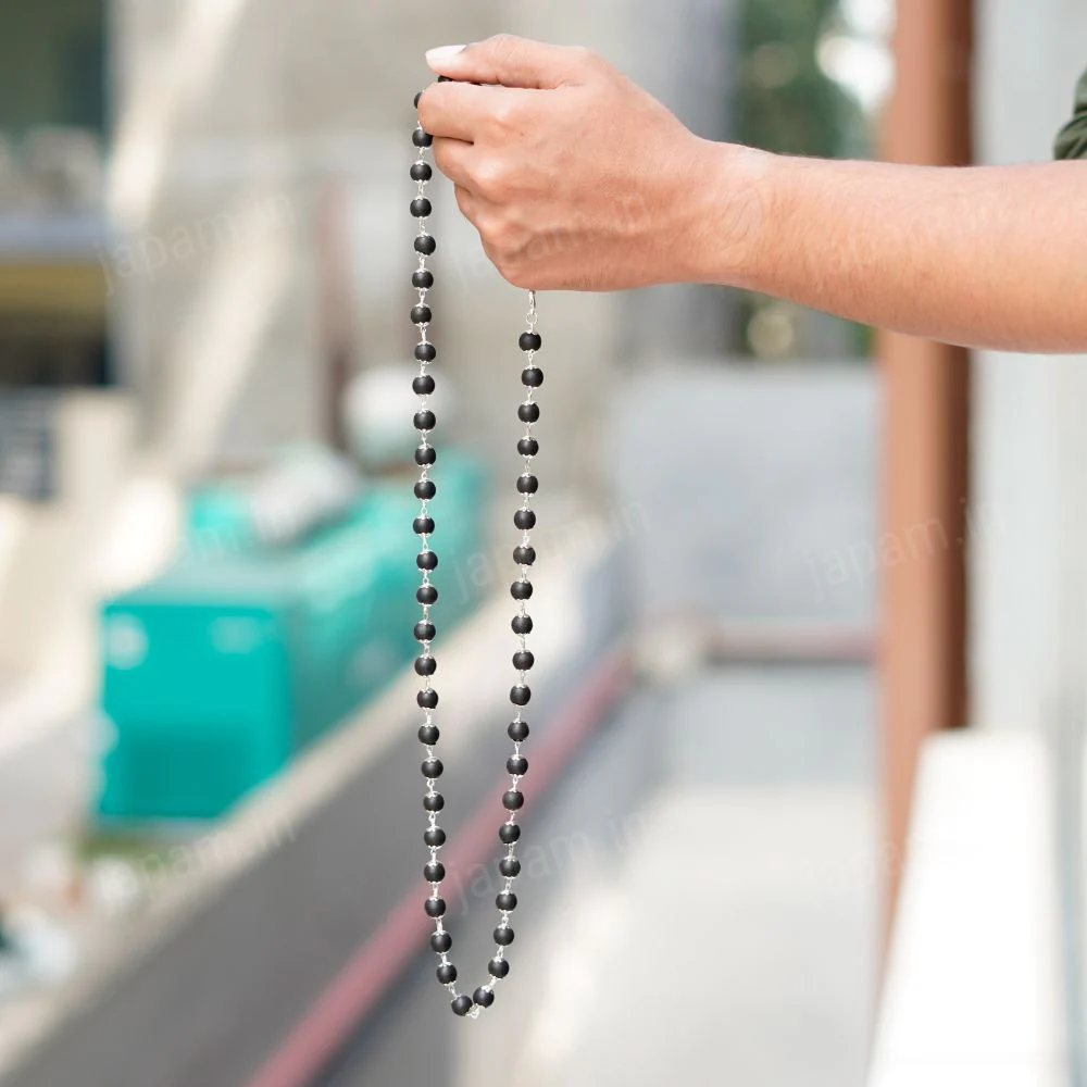 Silver Plated Eternal Karungali Mala - 9mm Beads - Image 3