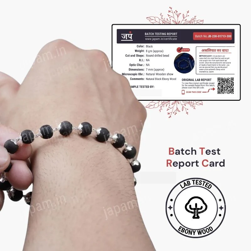 Silver Plated Karungali Beads Bracelet - For Men - Image 3