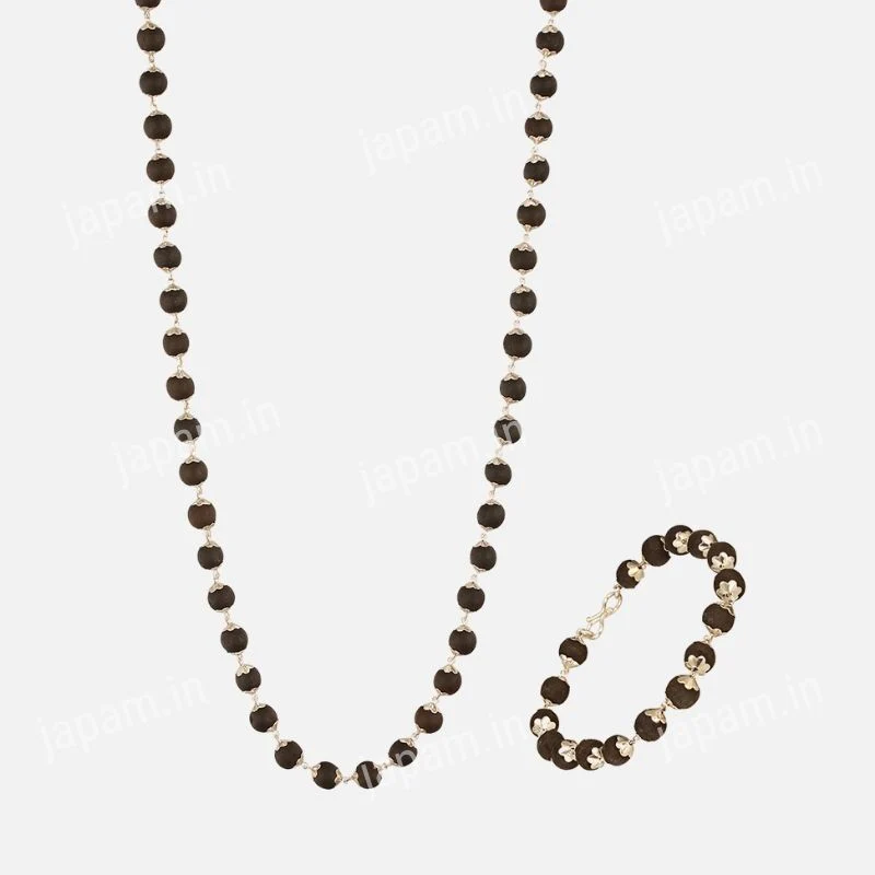 Silver Plated Karungali Mala + Karungali Bracelet Combo For Men - Image 4