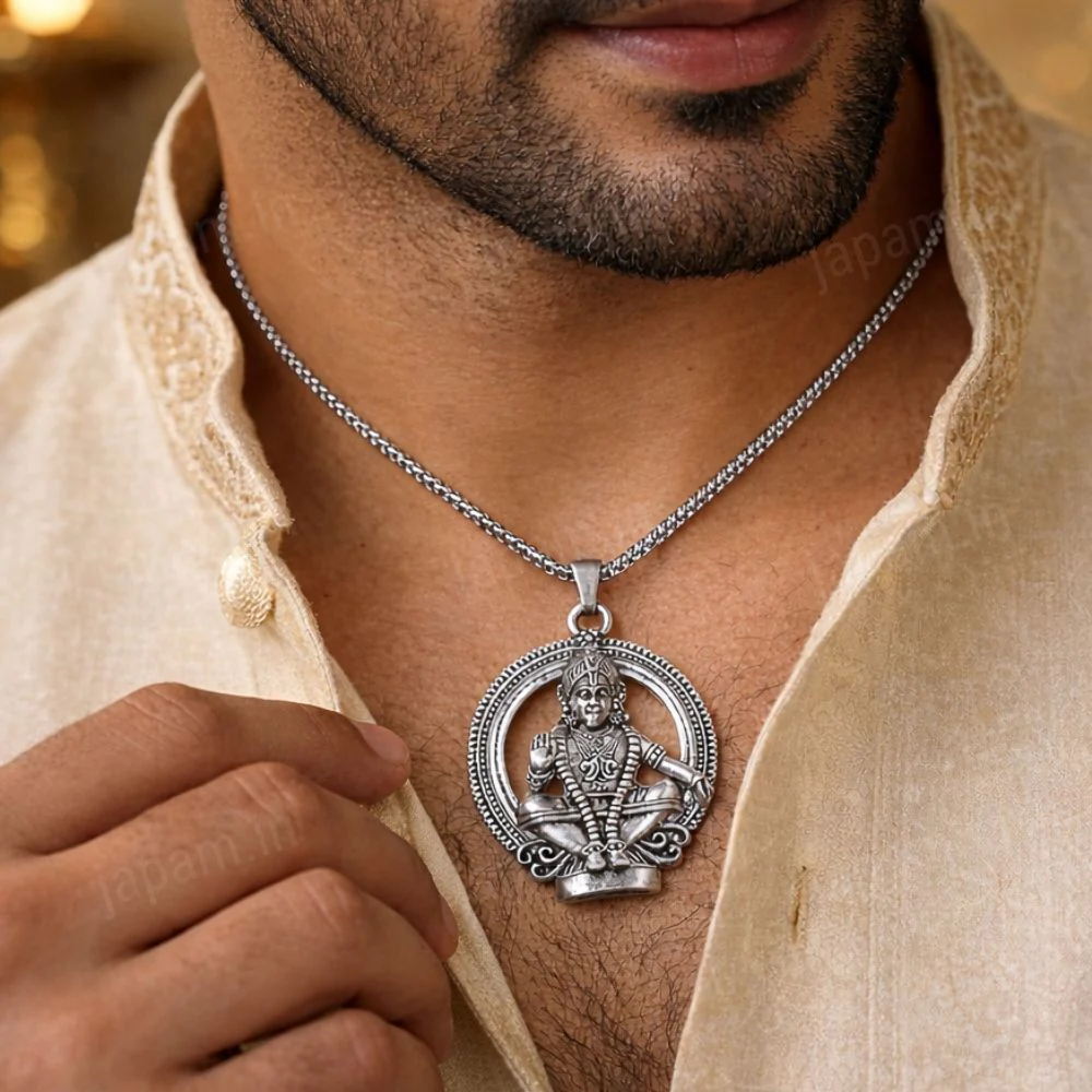 Silver Plated Lord Ayyappa Necklace - Image 2