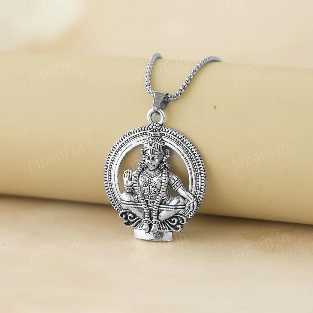 Silver Plated Lord Ayyappa Necklace - Image 3