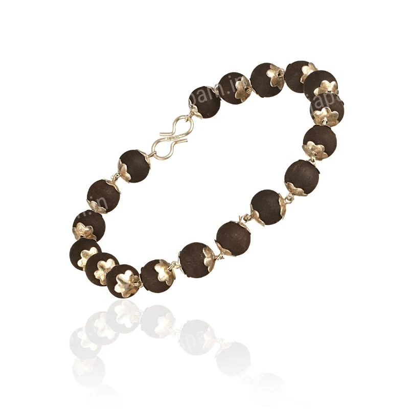 Silver Plated Karungali Beads Bracelet - For Men - Image 5