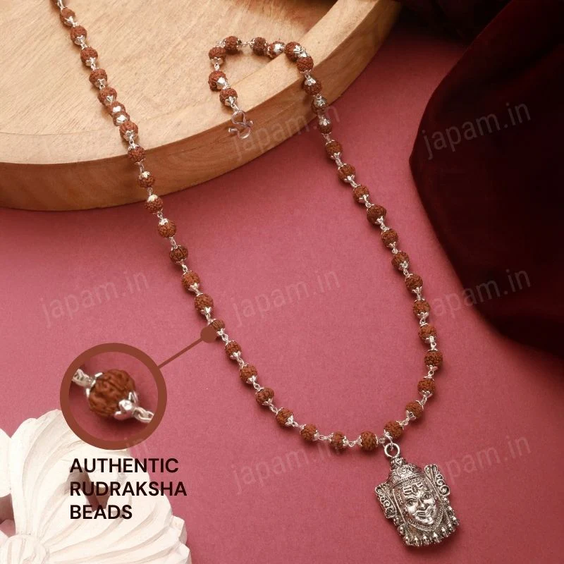 Silver Plated Mahakal Rudraksha Mala - Image 3