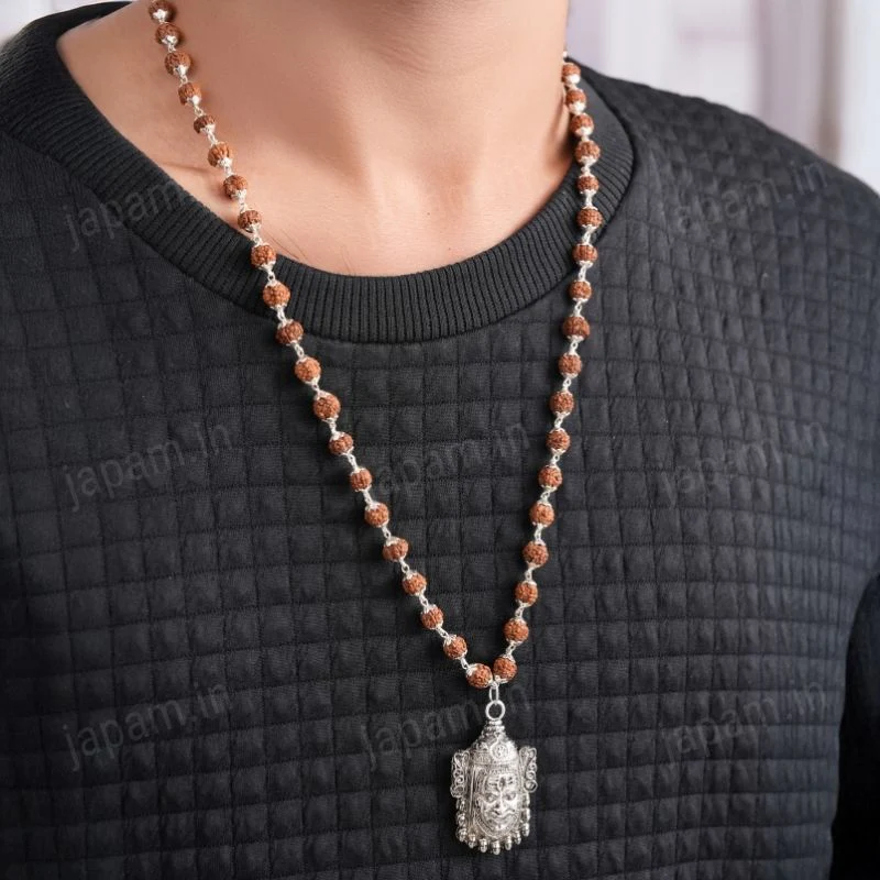 Silver Plated Mahakal Rudraksha Mala - Image 4