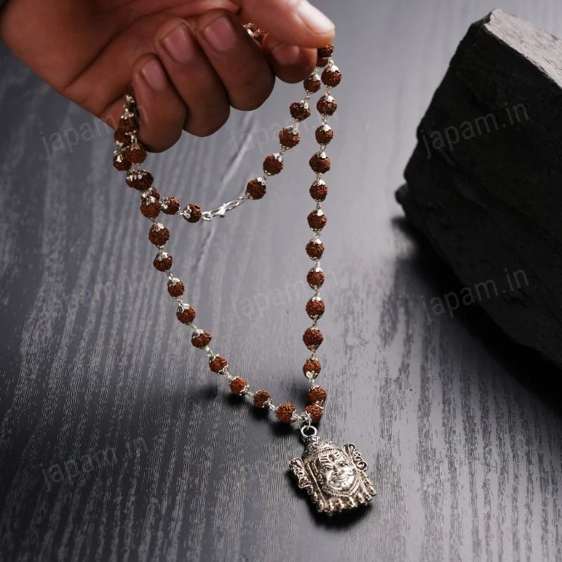 Silver Plated Mahakal Rudraksha Mala - Image 6