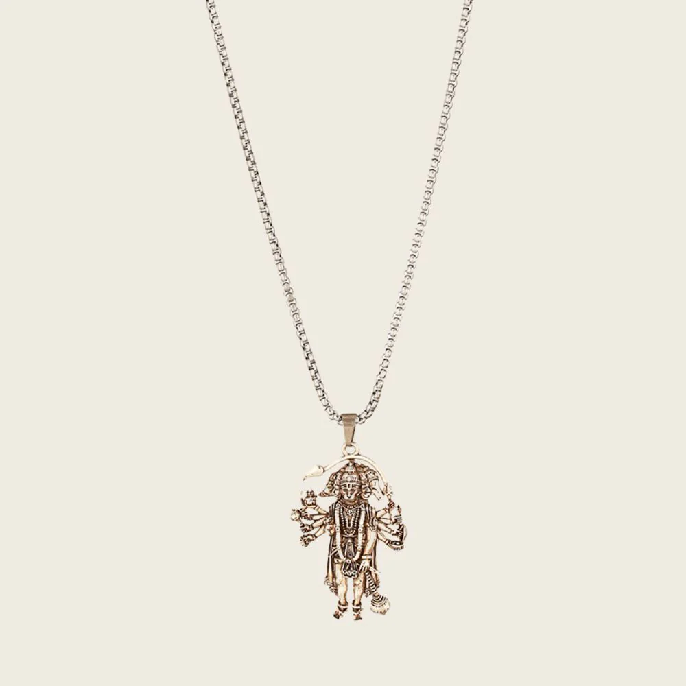 Silver Plated Panchmukhi Hanuman Ji Necklace - Image 3