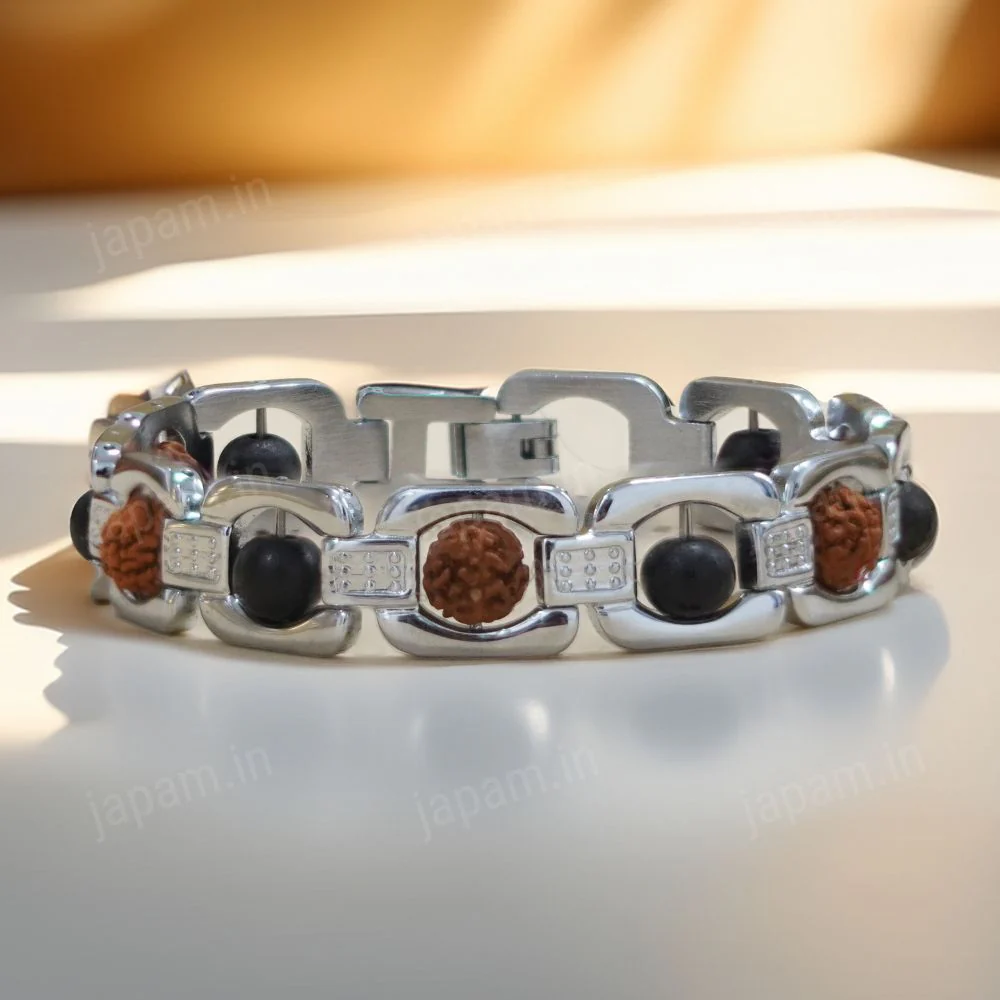 Silver Plated Rudraksha Karungali Bracelet for Him & Her - Image 2