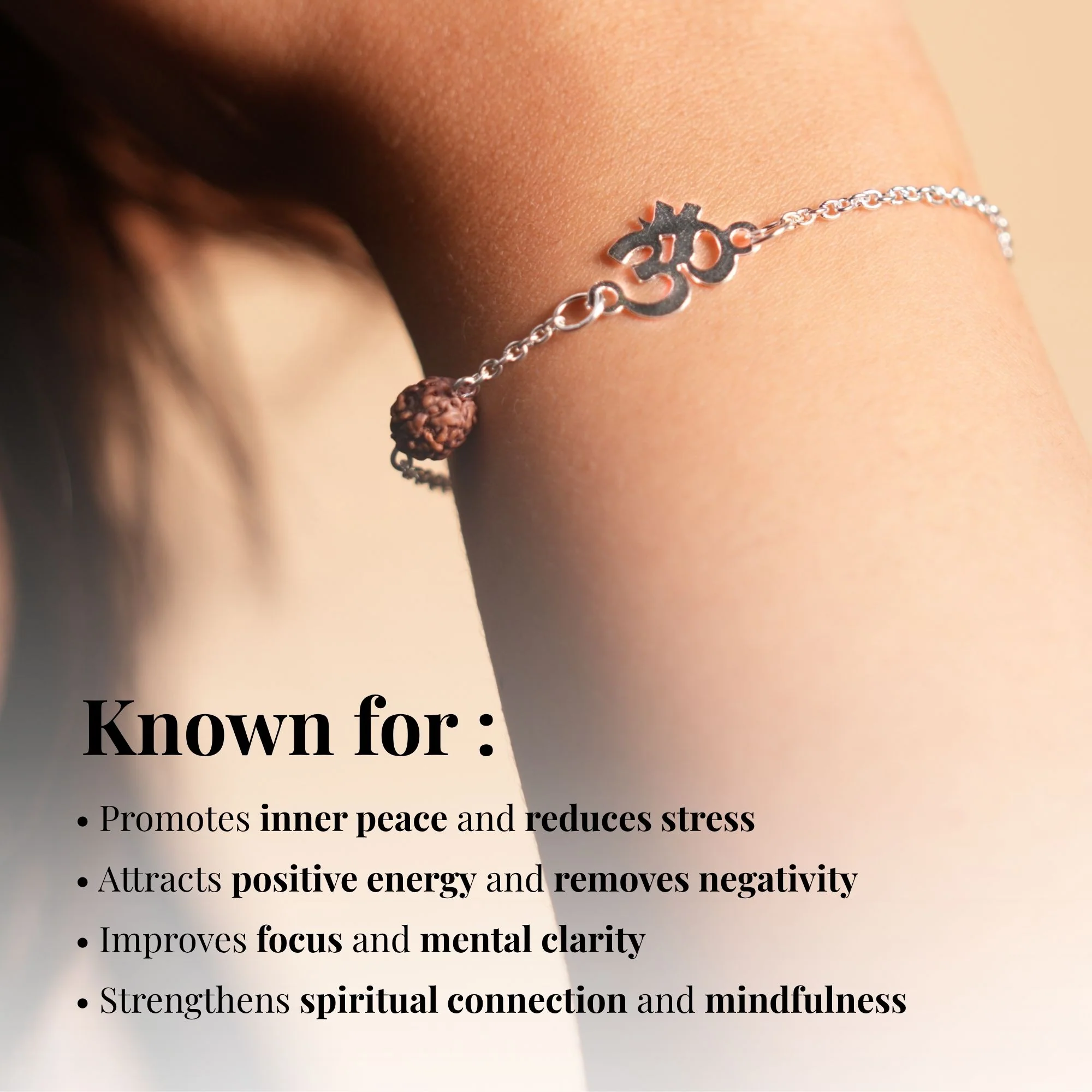 Silver Plated Rudraksha Om Bracelet - Image 7