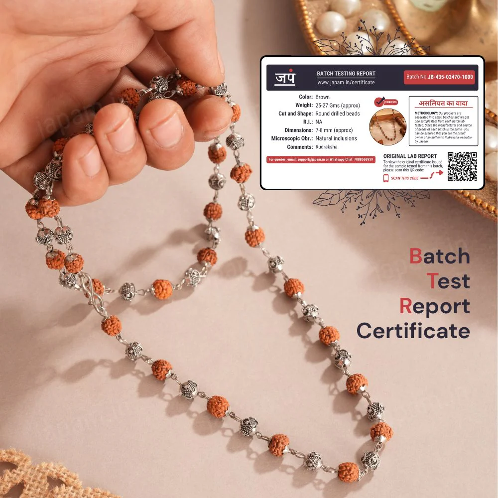 Silver Plated Rudraksha Vel Mala - Image 3