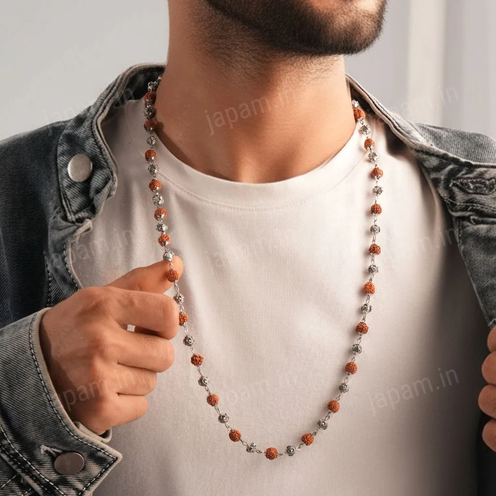 Silver Plated Rudraksha Vel Mala - Image 4