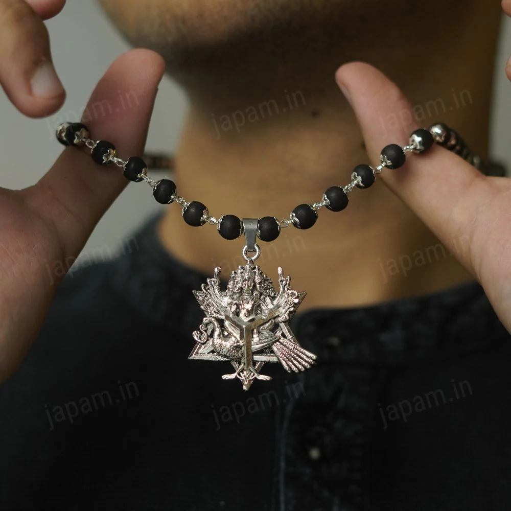 Silver Plated Shanmukha Karungali Necklace - Image 2