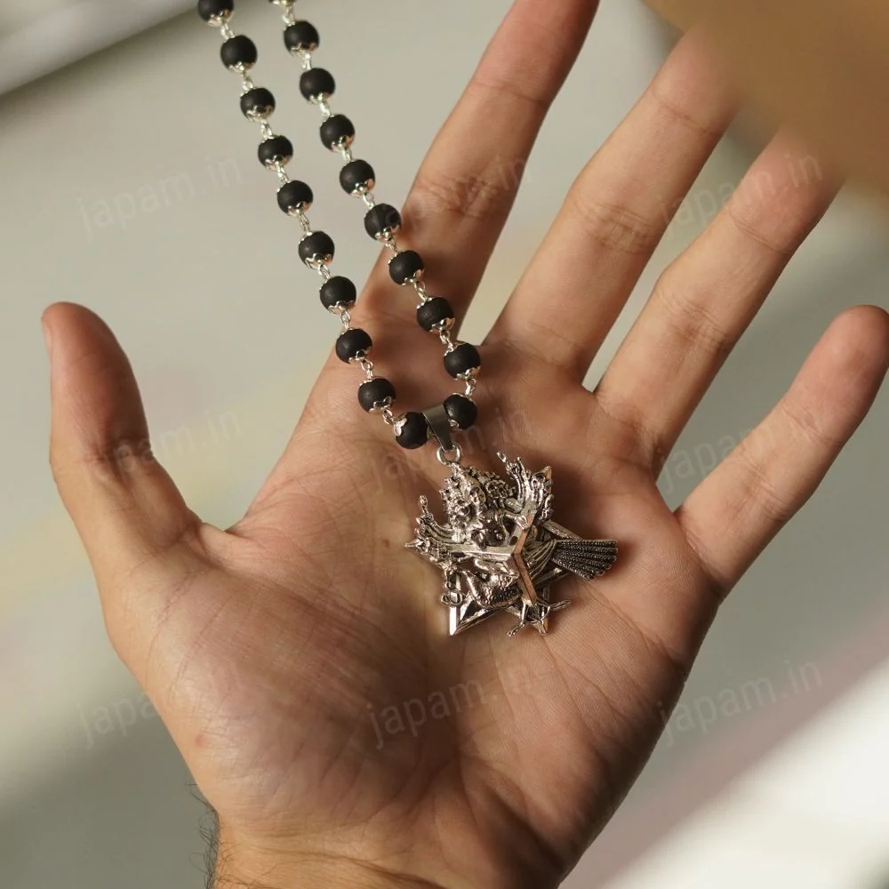 Silver Plated Shanmukha Karungali Necklace - Image 4