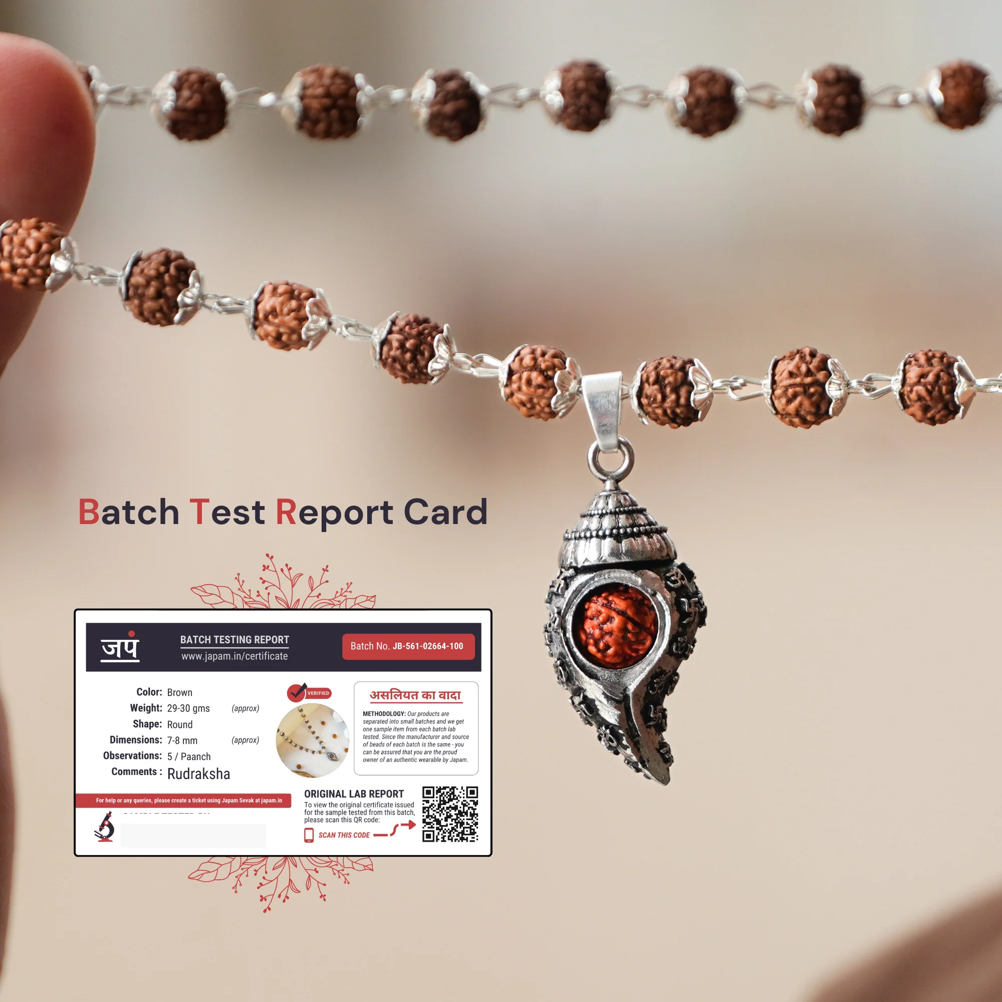 Silver Plated Shiv Shankh Rudraksha Mala - Image 4