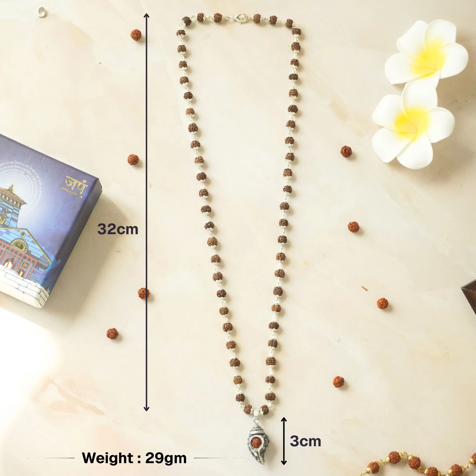 Silver Plated Shiv Shankh Rudraksha Mala - Image 5