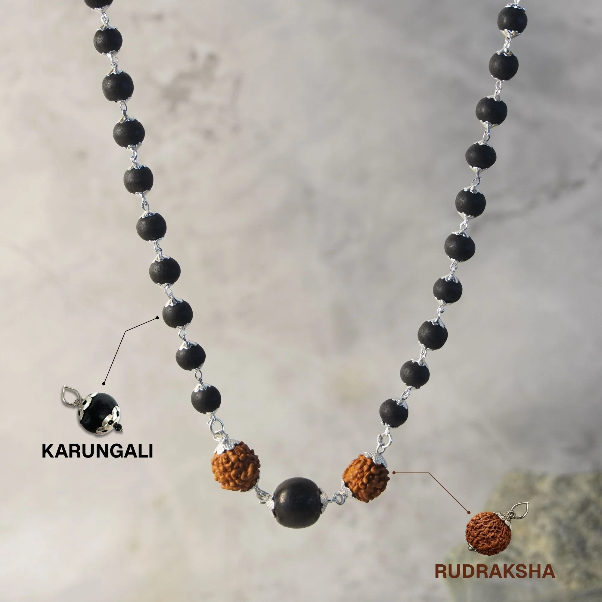 Silver Plated Trishakti Karungali Mala - Image 2
