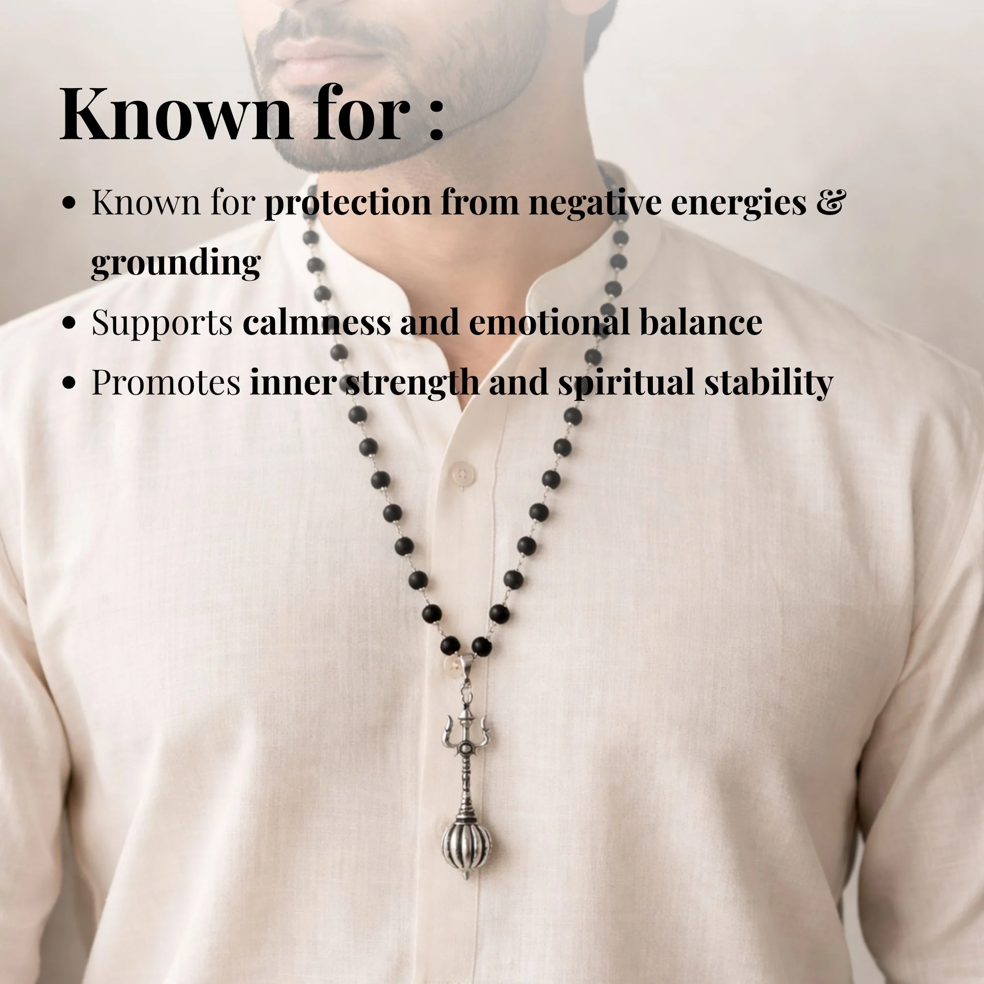 Silver Plated Trishool Gada Karungali Mala - Image 6