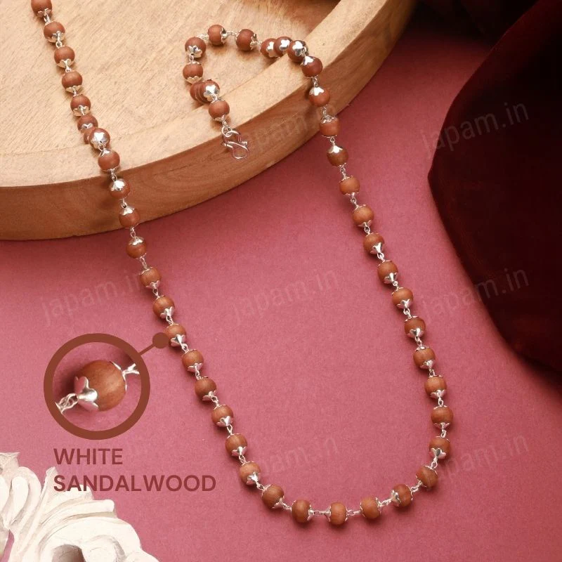 Silver Plated White Sandalwood Chandan Mala - Image 2