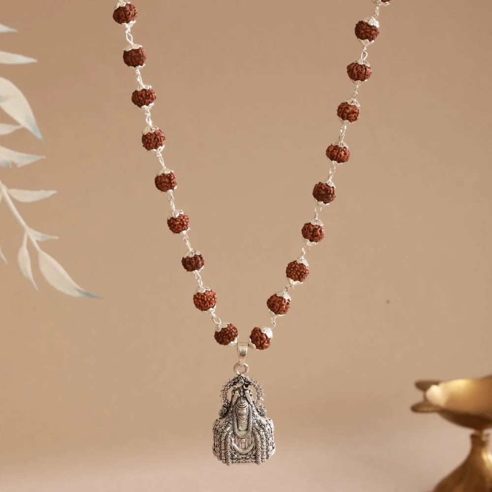 Silver Rudraksha Mala with Somnath Ji Pendant - Image 2