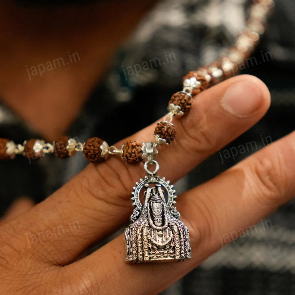 Silver Rudraksha Mala with Somnath Ji Pendant - Image 3