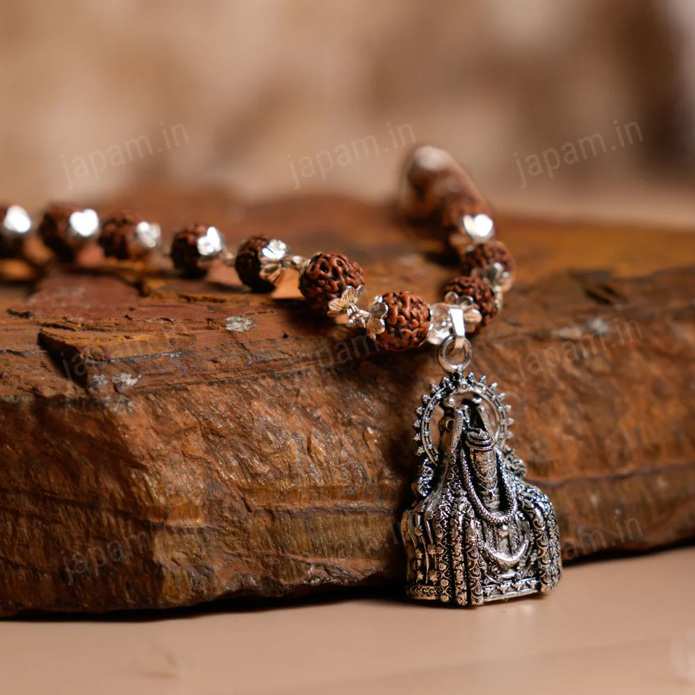 Silver Rudraksha Mala with Somnath Ji Pendant - Image 4