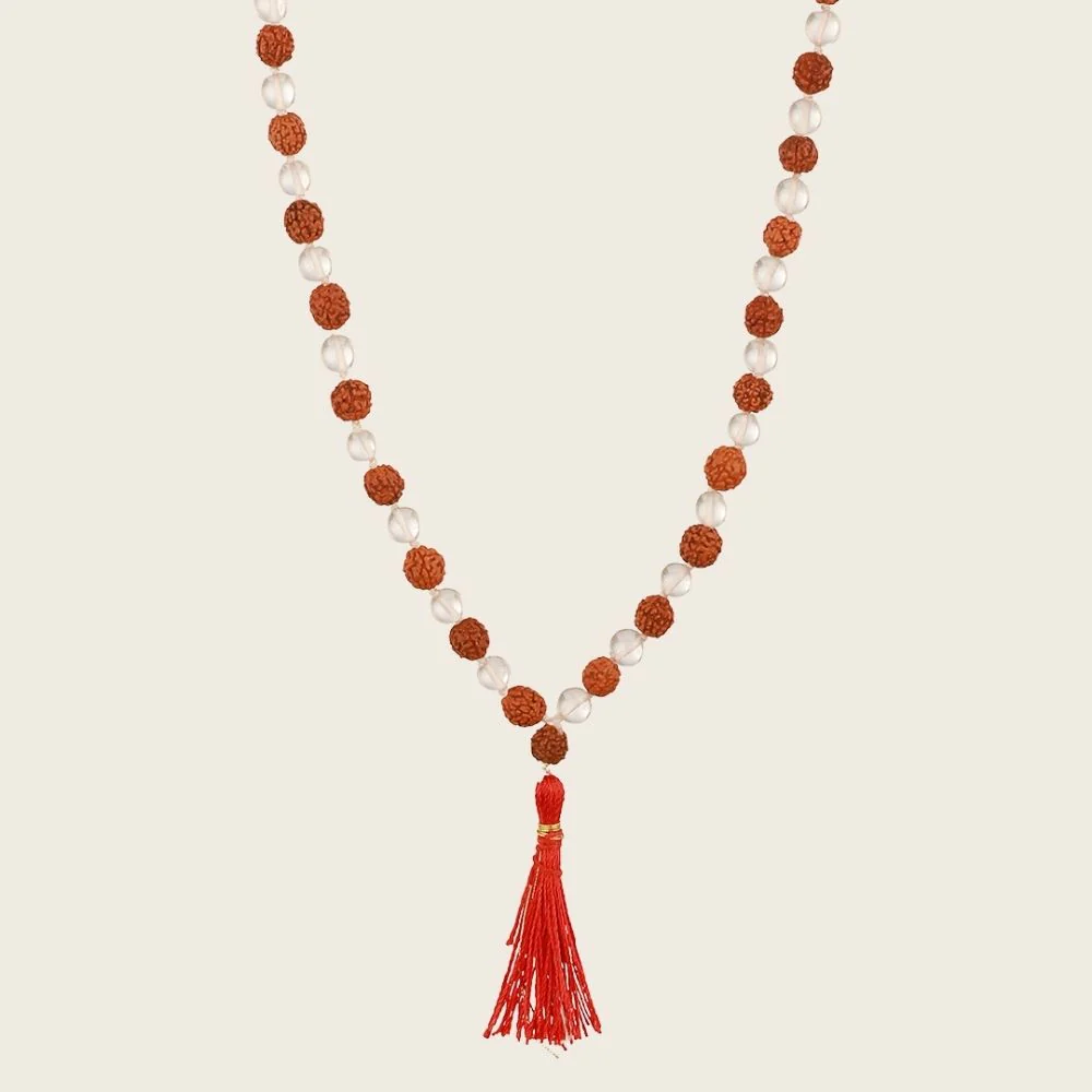Sphatik and Rudraksha Mala - 108+1 Beads - Image 4