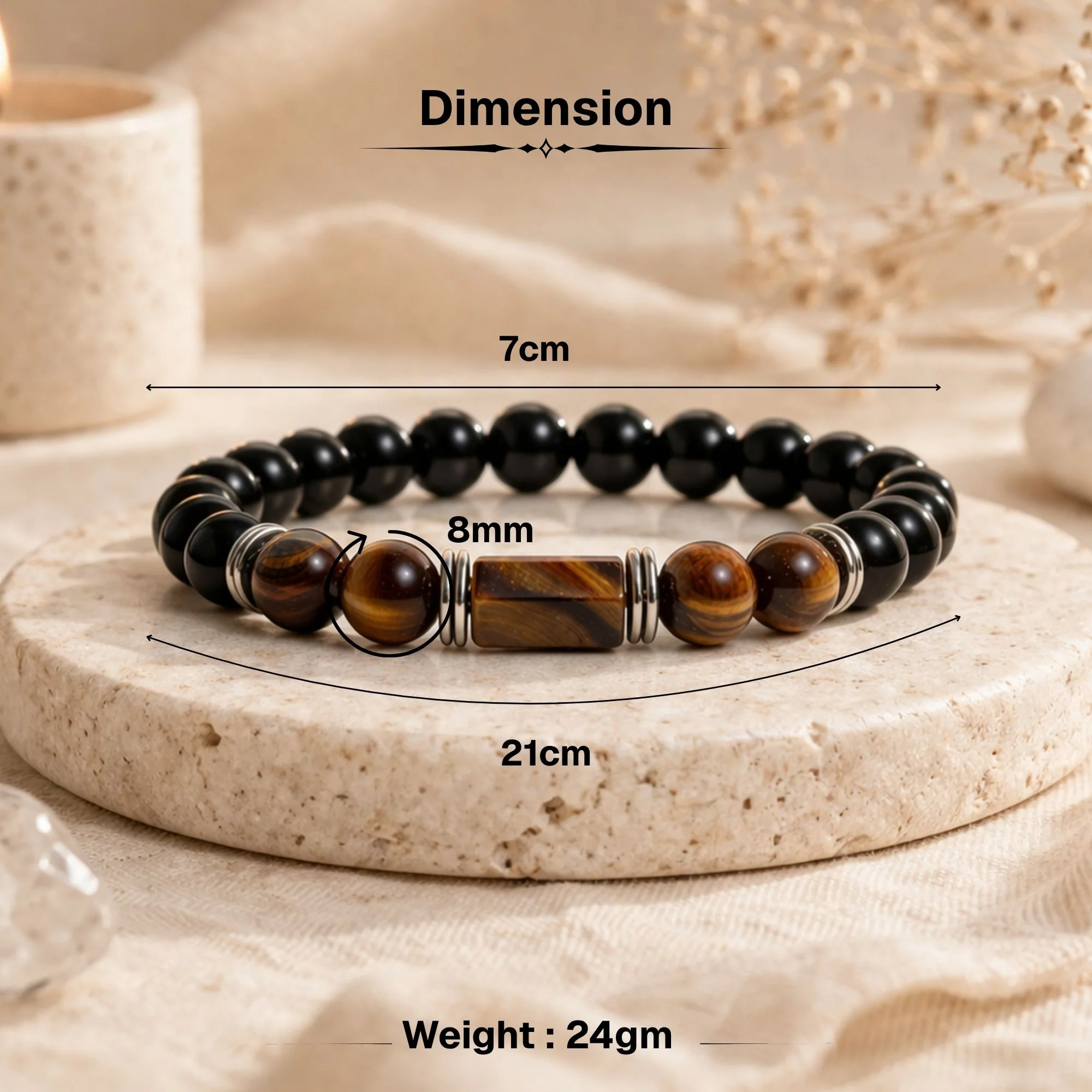 Tiger's Eye Zodiac Band – Leo (सिंह राशि) - Image 4